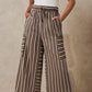 👖Trendige gestreifte Damenhose mit Kordelbund & lockerer Weitbeinpassform