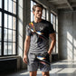 🥳 50 % RABATT! 🔥Herren Sport & Freizeit Set: T-Shirt & Shorts mit abstraktem Print – Schnelltrocknend & bequem für Sommer🛍️