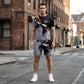 🥳 50 % RABATT! 🔥Herren Sport & Freizeit Set: T-Shirt & Shorts mit abstraktem Print – Schnelltrocknend & bequem für Sommer🛍️