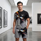 🥳 50 % RABATT! 🔥Herren Sport & Freizeit Set: T-Shirt & Shorts mit abstraktem Print – Schnelltrocknend & bequem für Sommer🛍️