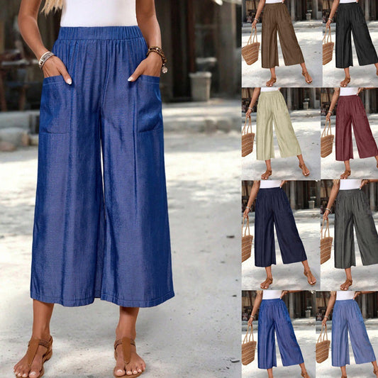 ☀️ Casual Wide-Leg Capri Trousers for Women, Soft & Comfortable, Ideal for Daily Wear