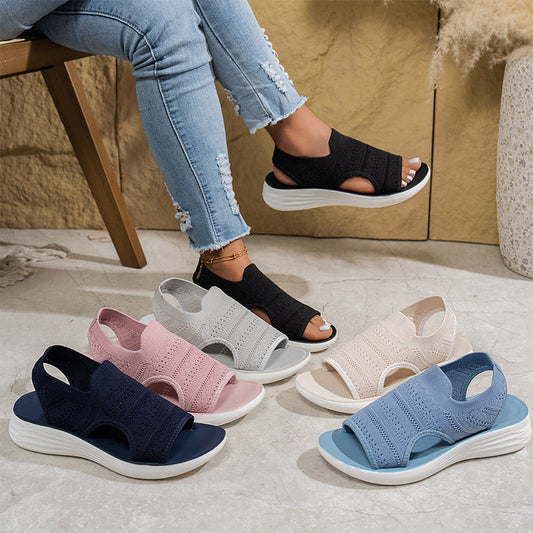 🚚 Nachschub ist da – schnell sein lohnt sich! 👟 Atmungsaktive Plateausandalen aus Strickstoff für Damen – bequem & modisch