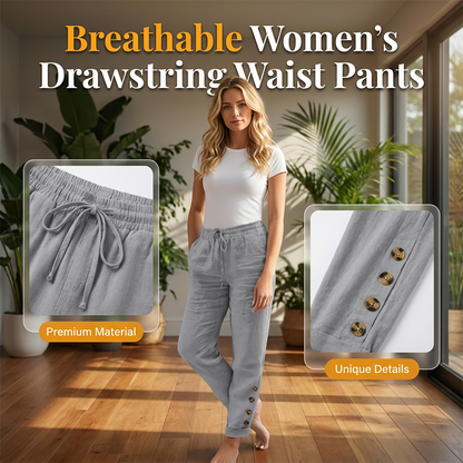 🌺50% Rabatt !Damenhose mit Kordelzug in der Taille und geknöpften Knöchelabschlüssen