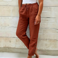 🌺50% Rabatt !Damenhose mit Kordelzug in der Taille und geknöpften Knöchelabschlüssen