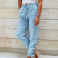 🌺50% Rabatt !Damenhose mit Kordelzug in der Taille und geknöpften Knöchelabschlüssen