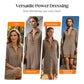 🥳Jetzt 50% reduziert!🎁Damen Tunika-Kleid mit Rippenmuster & Leopardenbesatzkragen – 3/4-Arm Hemdkleid für Tag & Abend