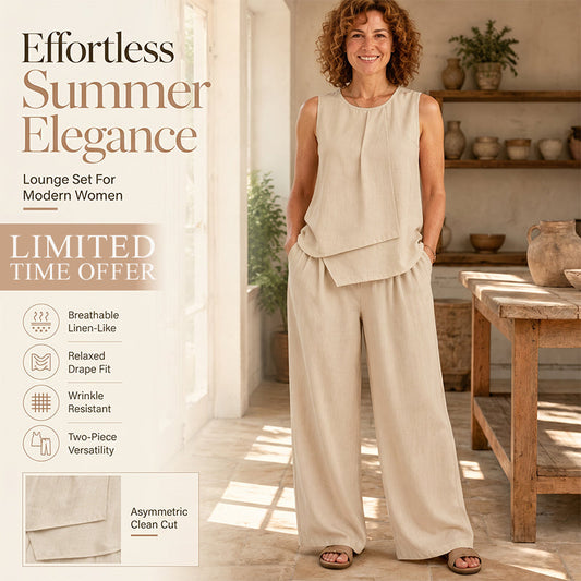 ⌛ Nur solange Vorrat reicht – danach regulärer Preis! Set aus asymmetrischem Oberteil und Hose mit weitem Bein für Damen