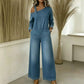 🏅 2000 Stück in 3 Tagen verkauft – schnell sein! Damen asymmetrischer schulterfreier Jeans-Jumpsuit