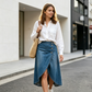 💙🔥Damenrock aus Denim mit hoher Taille und unregelmäßigem Schnitt – lässiger Vintage-Style