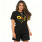 ⏰ Letzte Welle – Lager fast leer – 50% endet jederzeit 🌺Set aus T-Shirt und Shorts mit Sonnenblumenmuster für Damen