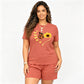 ⏰ Letzte Welle – Lager fast leer – 50% endet jederzeit 🌺Set aus T-Shirt und Shorts mit Sonnenblumenmuster für Damen