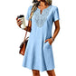⭐ 4,9 Sterne – nicht ohne Grund! ✨Damen Bohemian Spitzen V-Ausschnitt T-Shirt-Kleid
