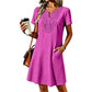 ⭐ 4,9 Sterne – nicht ohne Grund! ✨Damen Bohemian Spitzen V-Ausschnitt T-Shirt-Kleid