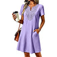 ⭐ 4,9 Sterne – nicht ohne Grund! ✨Damen Bohemian Spitzen V-Ausschnitt T-Shirt-Kleid