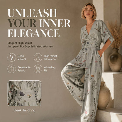 🌙 Heute um Mitternacht vorbei – verpassen Sie es nicht, sonst warten Sie ein Jahr! Damen elegantes V-Ausschnitt-Print-Jumpsuit