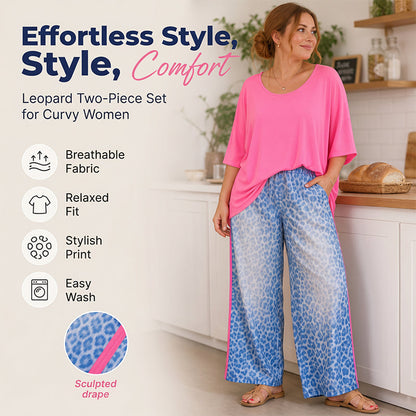 🚨 Eilmeldung: 50% endet heute Nacht! Set aus locker sitzendem Damenoberteil und Hose mit Leopardenmuster