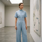 🙌 70% Wiederkaufquote – Qualität überzeugt! Kurzärmeliger Jumpsuit für Damen mit Stehkragen und weitem Bein