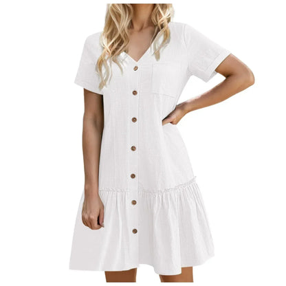 🚨 Eilmeldung: 50% endet heute Nacht!⌛Zeitlich begrenztes Angebot – Lässiges Kleid aus Baumwoll-Leinen-Mischgewebe