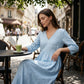 ⌛ Nur solange Vorrat reicht – danach regulärer Preis! Maxikleid für Damen mit V-Ausschnitt und 3/4-Ärmeln