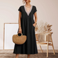 🔔 Letzte 100 Stück – solange der Vorrat reicht! Elegantes Damenkleid mit V-Ausschnitt, kurzen Ärmeln und lockerer Passform