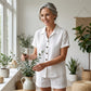 🗣️ 100.000 Leute schwärmen davon – probieren Sie es auch? 2-teiliges Set aus Damen-Hemd mit Knopfleiste und Shorts