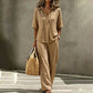 👗Damen Button-Up Oberteil & Weitbein-Hosen-Set – Schickes zweiteiliges Outfit ✨