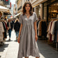 ⭐ 4,9 Sterne – nicht ohne Grund! 👗Midi-Kleid für Damen mit V-Ausschnitt, kurzen Ärmeln und Rüschen