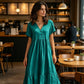 ⭐ 4,9 Sterne – nicht ohne Grund! 👗Midi-Kleid für Damen mit V-Ausschnitt, kurzen Ärmeln und Rüschen