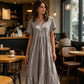 ⭐ 4,9 Sterne – nicht ohne Grund! 👗Midi-Kleid für Damen mit V-Ausschnitt, kurzen Ärmeln und Rüschen