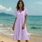 ⭐ 4,9 Sterne – nicht ohne Grund! 👗Midi-Kleid für Damen mit V-Ausschnitt, kurzen Ärmeln und Rüschen