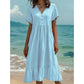 ⭐ 4,9 Sterne – nicht ohne Grund! 👗Midi-Kleid für Damen mit V-Ausschnitt, kurzen Ärmeln und Rüschen