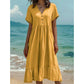 ⭐ 4,9 Sterne – nicht ohne Grund! 👗Midi-Kleid für Damen mit V-Ausschnitt, kurzen Ärmeln und Rüschen