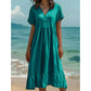 ⭐ 4,9 Sterne – nicht ohne Grund! 👗Midi-Kleid für Damen mit V-Ausschnitt, kurzen Ärmeln und Rüschen