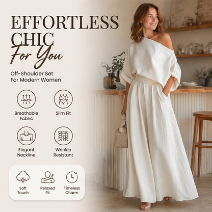 ✨ 2-teiliges Set – schulterfreies Top & weite Hose – figurschmeichelnd, knitterarm & vielseitig kombinierbar – einzeln oder zusammen tragbar – für jeden Anlass geeigne