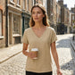 👕☀️🌿 BEFRISTETES ANGEBOT 50% RABATT! Damen V-Ausschnitt T-Shirt für den Sommer – Weiche, atmungsaktive leichte Baumwollmischung – Perfekt für lässige Tage, Besorgungen oder entspannte Wochenendmorgen 🌸😌