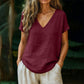 👕☀️🌿 BEFRISTETES ANGEBOT 50% RABATT! Damen V-Ausschnitt T-Shirt für den Sommer – Weiche, atmungsaktive leichte Baumwollmischung – Perfekt für lässige Tage, Besorgungen oder entspannte Wochenendmorgen 🌸😌