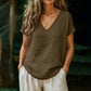 👕☀️🌿 BEFRISTETES ANGEBOT 50% RABATT! Damen V-Ausschnitt T-Shirt für den Sommer – Weiche, atmungsaktive leichte Baumwollmischung – Perfekt für lässige Tage, Besorgungen oder entspannte Wochenendmorgen 🌸😌