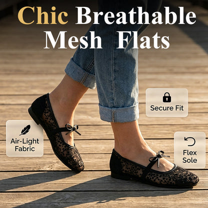 🔔 Letzte 100 Stück – solange der Vorrat reicht! Damen Französische Mesh-Flats mit Schleife