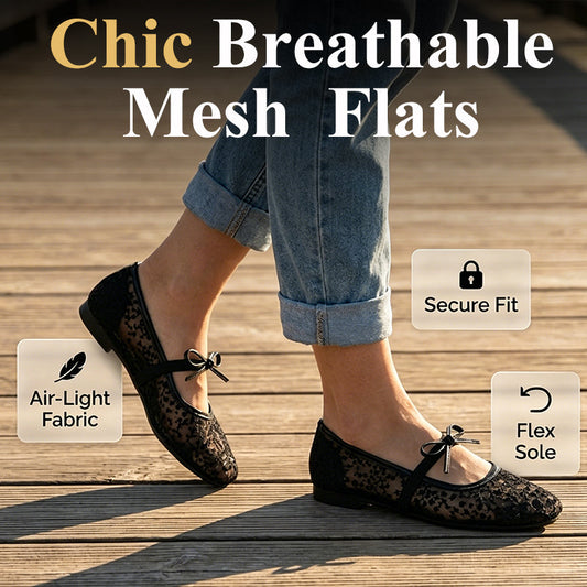🔔 Letzte 100 Stück – solange der Vorrat reicht! Damen Französische Mesh-Flats mit Schleife