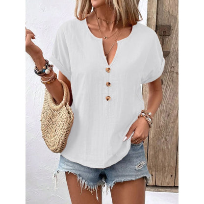 ☀️ 50 % RABATT FÜR BEGRENZTE ZEIT! 👚 Damen Freizeit-Top mit V-Ausschnitt – Kurze Ärmel, lockerer Schnitt, atmungsaktiv für Sommer & Alltag 🤍