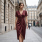 🌟 Der Look, den alle suchen – bei uns 50% günstiger! 👗Asymmetrisches Wickelkleid für Damen mit kurzen Ärmeln und V-Ausschnitt