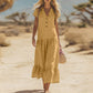 🌸 Maxikleid für Damen mit V-Ausschnitt & Knöpfen – Locker, Feminin & Elegant, Rüschen am Saum, Atmungsaktiv, Passend für Jeden, S-3XL, 10 Farben ✨