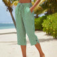 ⏰ Countdown läuft – 50% nur noch 3 Tage! Gestreifte Caprihose aus Baumwoll-Leinen-Mischgewebe für Damen mit Taschen