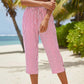 ⏰ Countdown läuft – 50% nur noch 3 Tage! Gestreifte Caprihose aus Baumwoll-Leinen-Mischgewebe für Damen mit Taschen