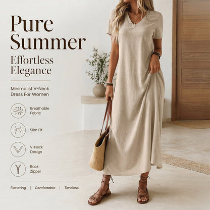 ⌛Zeitlich begrenztes Angebot – Damen Kurzarm V-Ausschnitt Maxikleid