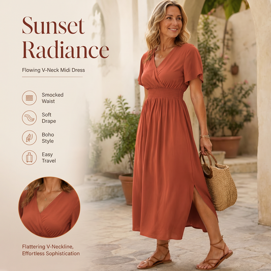 ⏰ Letzte Welle – Lager fast leer – 50% endet jederzeit！Damen Sommer V-Ausschnitt Seitenschlitz Maxikleid