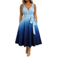⌛ Nur solange Vorrat reicht – danach regulärer Preis! Elegantes Damenkleid mit V-Ausschnitt, Farbverlauf und Taschen
