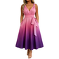 ⌛ Nur solange Vorrat reicht – danach regulärer Preis! Elegantes Damenkleid mit V-Ausschnitt, Farbverlauf und Taschen
