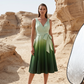 ⌛ Nur solange Vorrat reicht – danach regulärer Preis! Elegantes Damenkleid mit V-Ausschnitt, Farbverlauf und Taschen