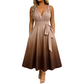 ⌛ Nur solange Vorrat reicht – danach regulärer Preis! Elegantes Damenkleid mit V-Ausschnitt, Farbverlauf und Taschen